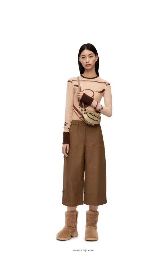 Loewe Жене мини гате дупла торба од меке телеће коже глинено зелена/прашна беж HJTY240