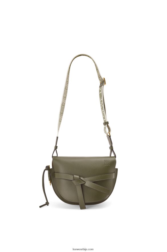 Loewe Жене мала капија торба од меке телеће коже и жакарда јесен зелена HJTY256