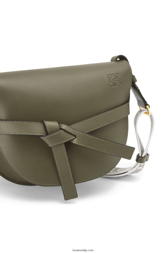 Loewe Жене мала капија торба од меке телеће коже и жакарда јесен зелена HJTY256