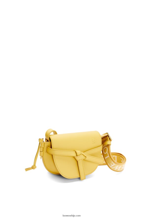 Loewe Жене мини гате дупла торба од меке телеће коже и жакарда тамно жута HJTY262