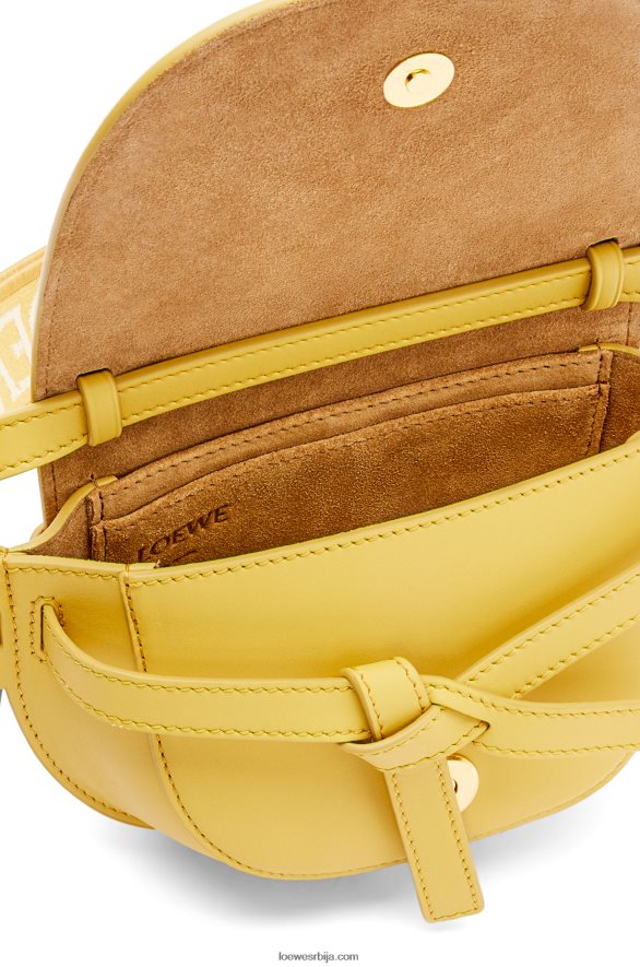 Loewe Жене мини гате дупла торба од меке телеће коже и жакарда тамно жута HJTY262
