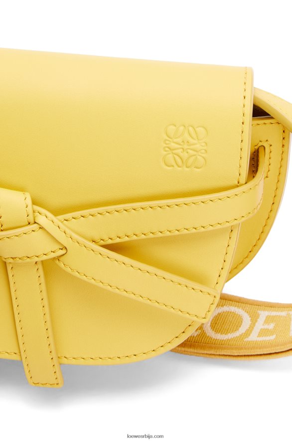 Loewe Жене мини гате дупла торба од меке телеће коже и жакарда тамно жута HJTY262