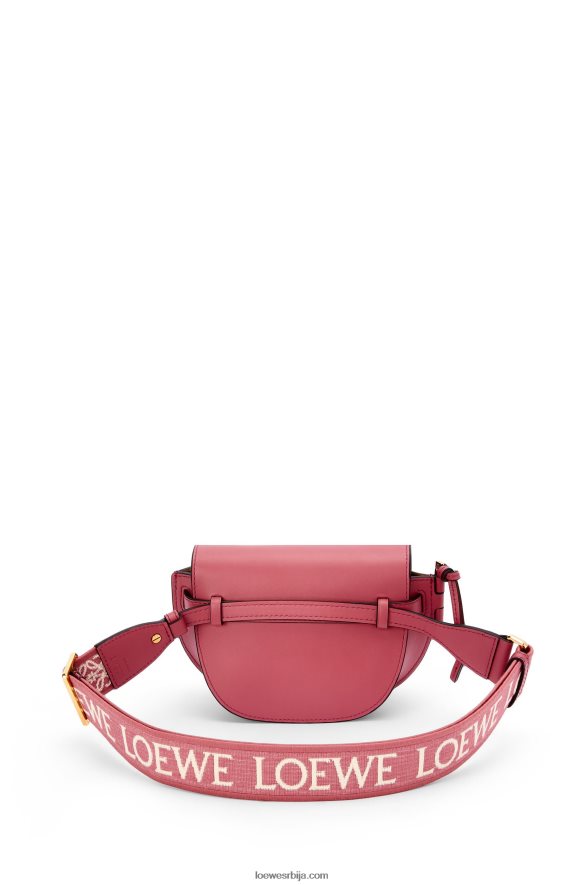 Loewe Жене мини гате дупла торба од меке телеће коже и жакарда плумросе HJTY265