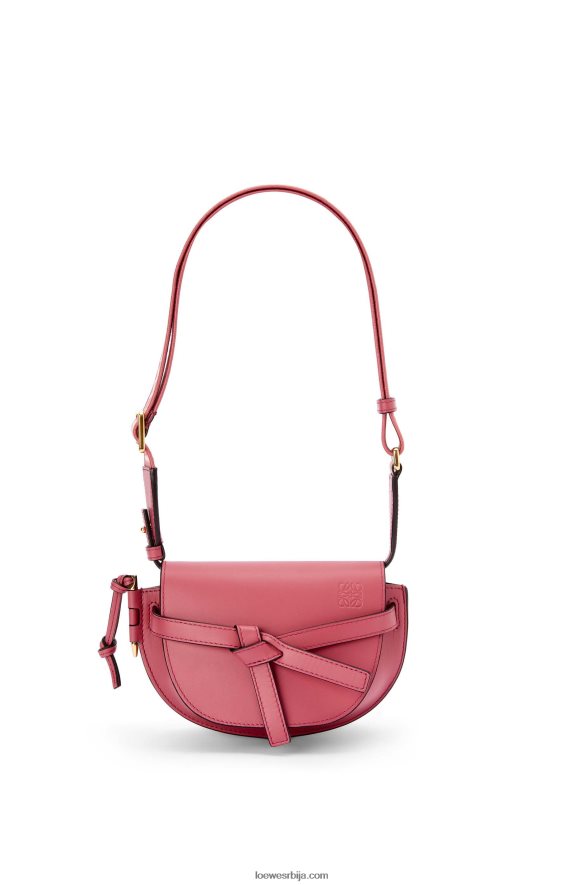 Loewe Жене мини гате дупла торба од меке телеће коже и жакарда плумросе HJTY265