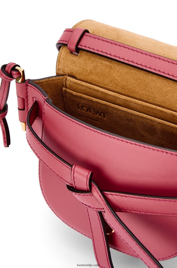 Loewe Жене мини гате дупла торба од меке телеће коже и жакарда плумросе HJTY265
