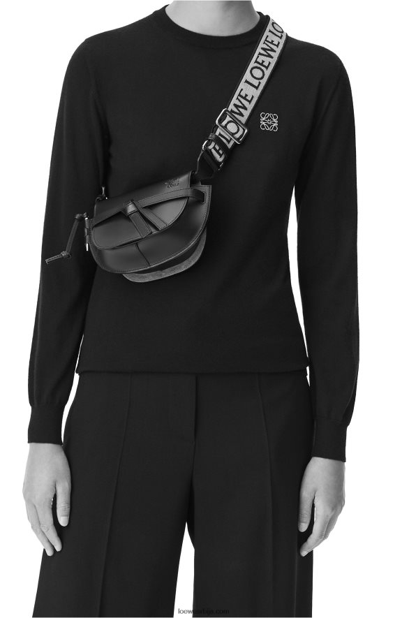 Loewe Жене мини гате дупла торба од меке телеће коже и жакарда плумросе HJTY265