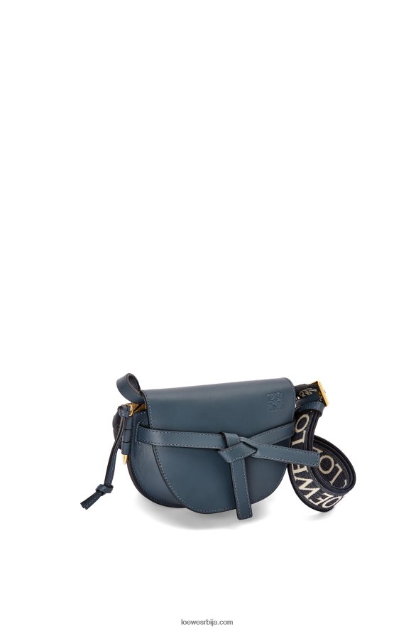 Loewe Жене мини гате дупла торба од меке телеће коже и жакарда оникс плави HJTY268