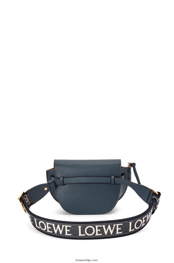 Loewe Жене мини гате дупла торба од меке телеће коже и жакарда оникс плави HJTY268