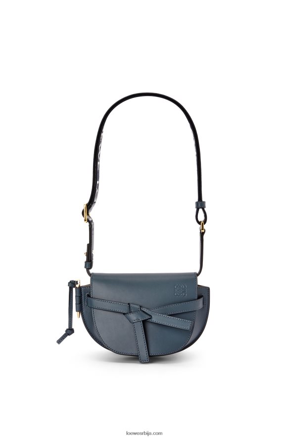 Loewe Жене мини гате дупла торба од меке телеће коже и жакарда оникс плави HJTY268