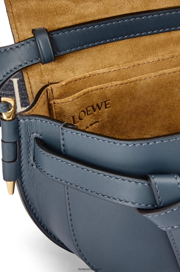 Loewe Жене мини гате дупла торба од меке телеће коже и жакарда оникс плави HJTY268