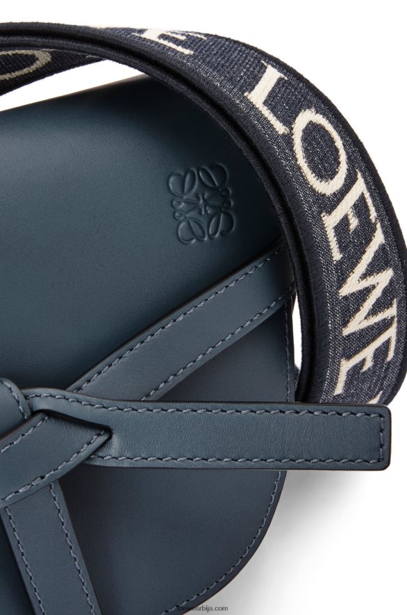 Loewe Жене мини гате дупла торба од меке телеће коже и жакарда оникс плави HJTY268