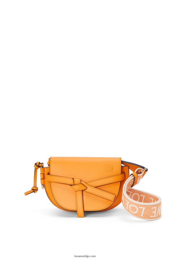 Loewe Жене мини гате дупла торба од меке телеће коже и жакарда мандарина HJTY275