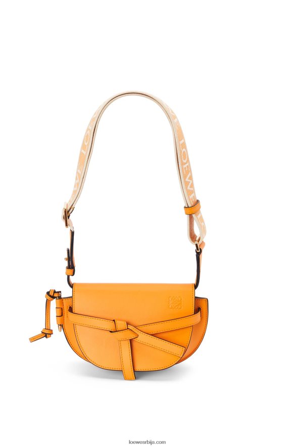 Loewe Жене мини гате дупла торба од меке телеће коже и жакарда мандарина HJTY275
