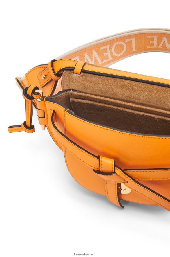 Loewe Жене мини гате дупла торба од меке телеће коже и жакарда мандарина HJTY275