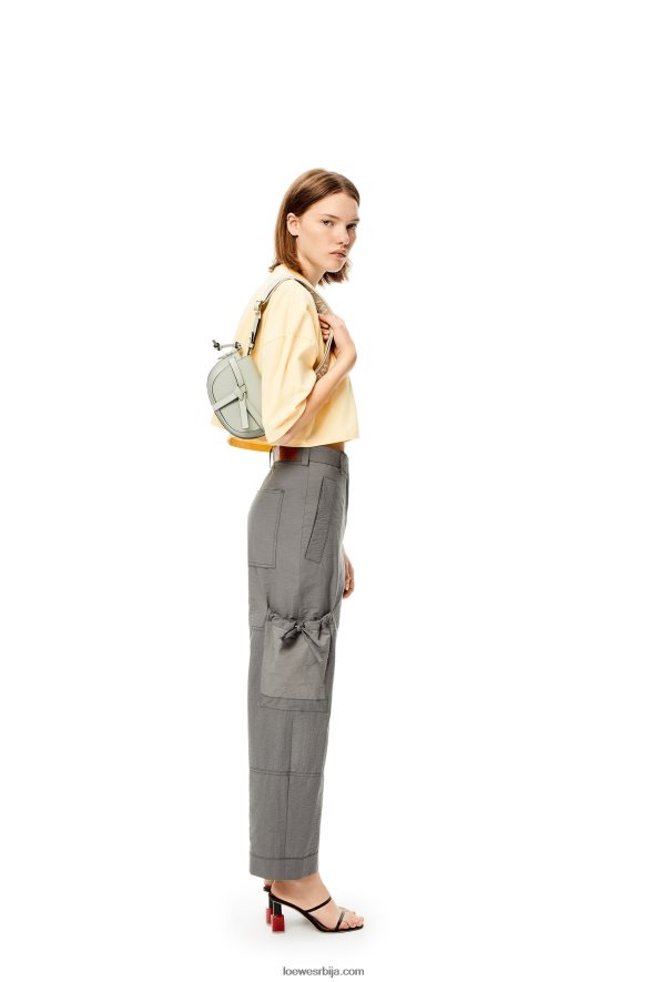 Loewe Жене мини гате дупла торба од меке телеће коже и жакарда пепељасто сива HJTY276
