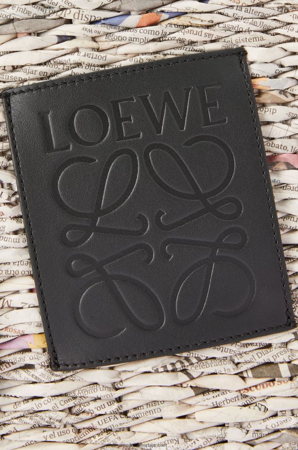 Loewe Жене мала новинска четвртаста корпа торба од папира и телеће коже црна/вишебојна HJTY100