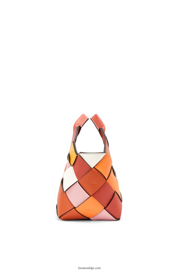 Loewe Жене мала сувишна кожна плетена корпа торба од телеће коже наранџаста HJTY102