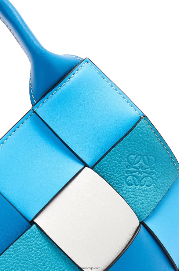 Loewe Жене мала сувишна кожна плетена корпа торба од телеће коже Плави HJTY104