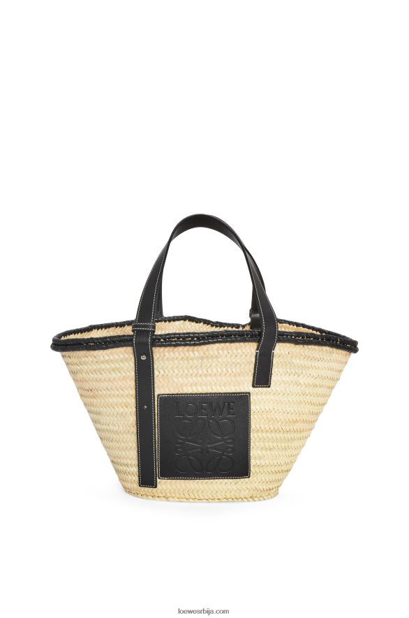Loewe Жене инлаи корпе торба од палминог листа и телеће коже природно/црно HJTY27