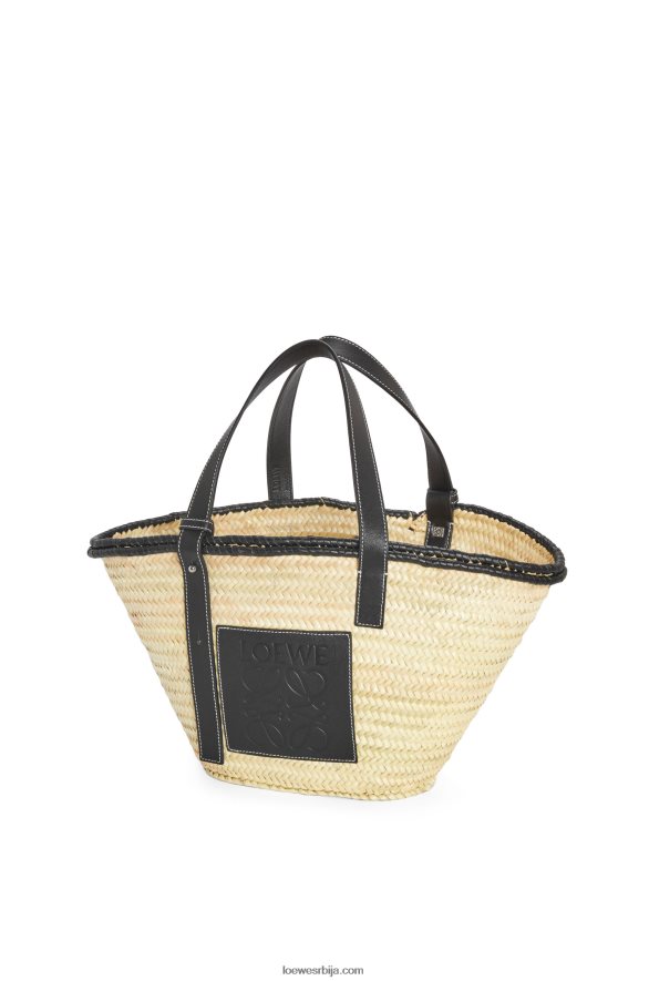 Loewe Жене инлаи корпе торба од палминог листа и телеће коже природно/црно HJTY27