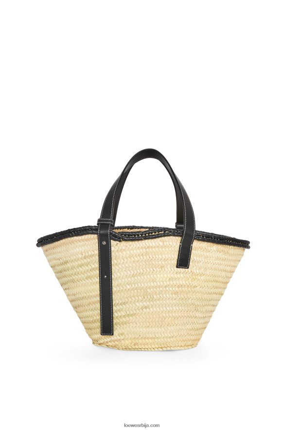 Loewe Жене инлаи корпе торба од палминог листа и телеће коже природно/црно HJTY27