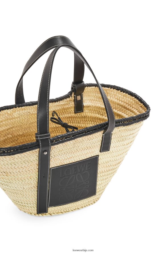 Loewe Жене инлаи корпе торба од палминог листа и телеће коже природно/црно HJTY27