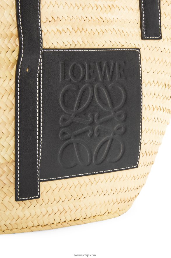 Loewe Жене инлаи корпе торба од палминог листа и телеће коже природно/црно HJTY27