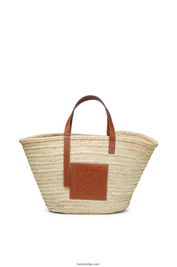 Loewe Жене велика корпа торба од палминог листа и телеће коже природан/тан HJTY37