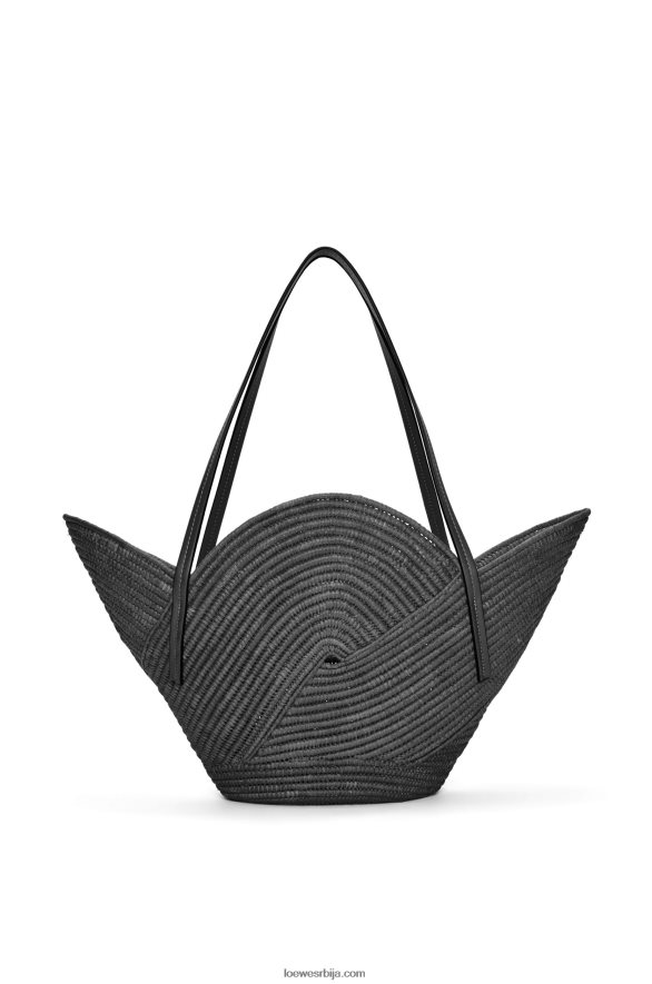 Loewe Жене торба за латице од рафије и телеће коже црн HJTY41
