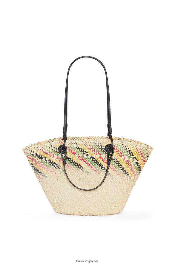 Loewe Жене мала дугина анаграмска корпа од ираке палме и телеће коже природно/вишебојно HJTY43