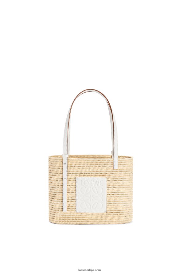 Loewe Жене мала четвртаста торба од рафије и телеће коже природно/бело HJTY47