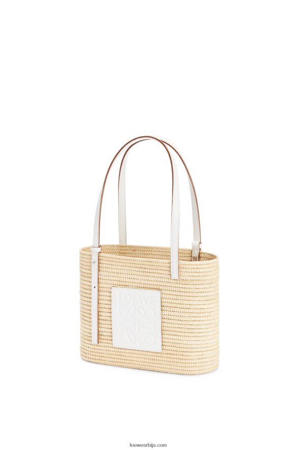 Loewe Жене мала четвртаста торба од рафије и телеће коже природно/бело HJTY47