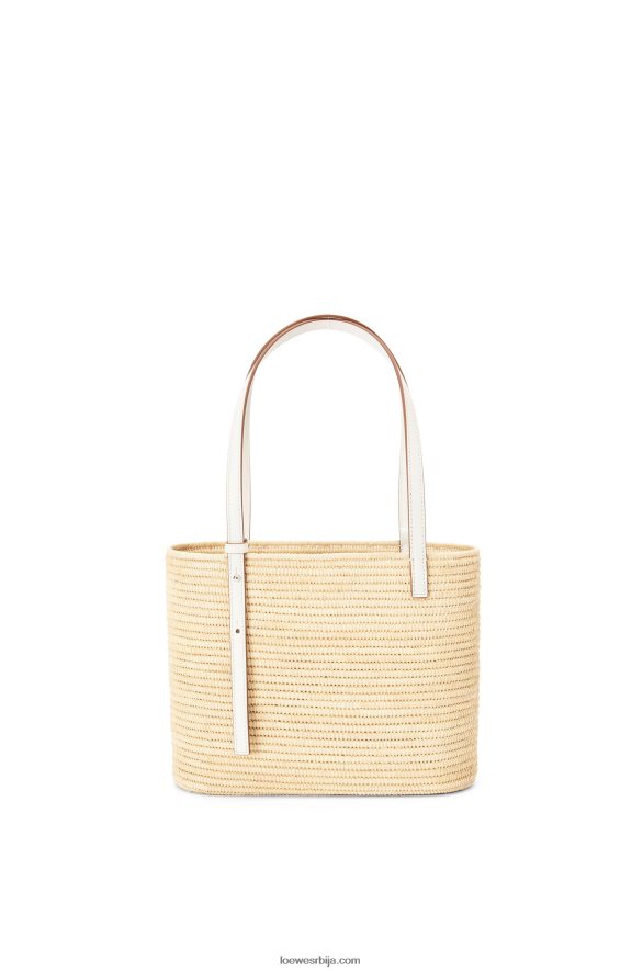 Loewe Жене мала четвртаста торба од рафије и телеће коже природно/бело HJTY47