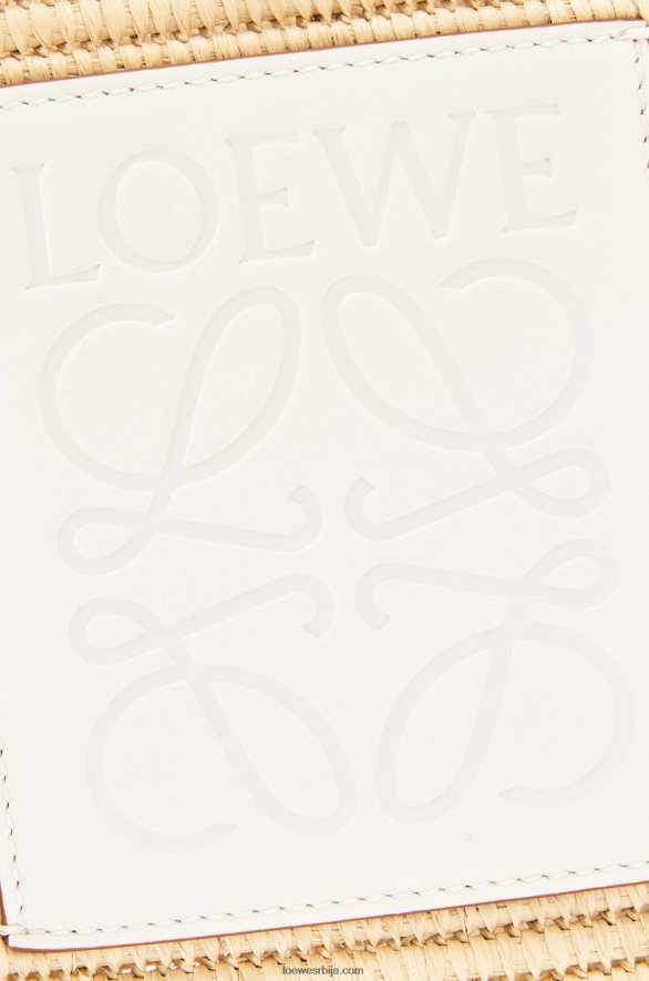 Loewe Жене мала четвртаста торба од рафије и телеће коже природно/бело HJTY47