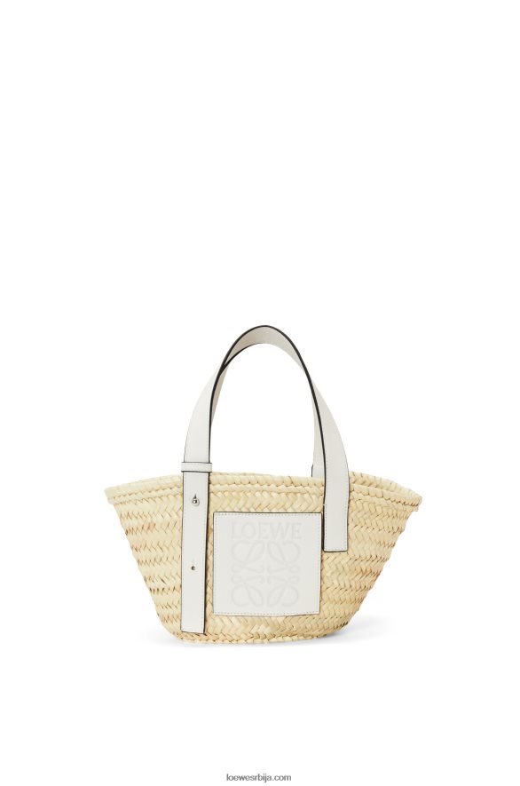Loewe Жене мала торба за корпе од палминог листа и телеће коже природно/бело HJTY48