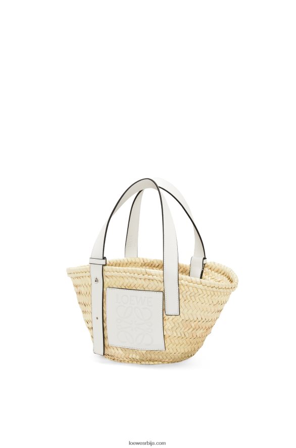 Loewe Жене мала торба за корпе од палминог листа и телеће коже природно/бело HJTY48