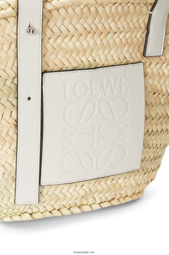 Loewe Жене корпа торба од палминог листа и телеће коже природно/бело HJTY49