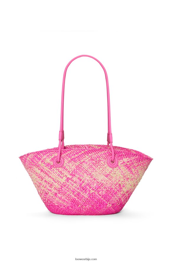 Loewe Жене мала анаграм торба за корпе од ираца палме и телеће коже фуксија HJTY56