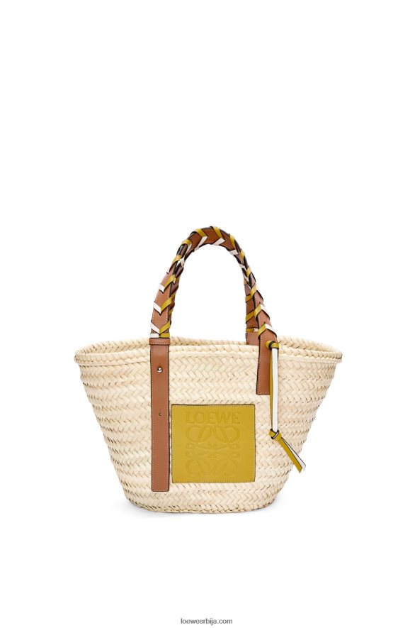 Loewe Жене торба корпе од палминог листа са плетеном дршком од телеће коже окер/тан HJTY6