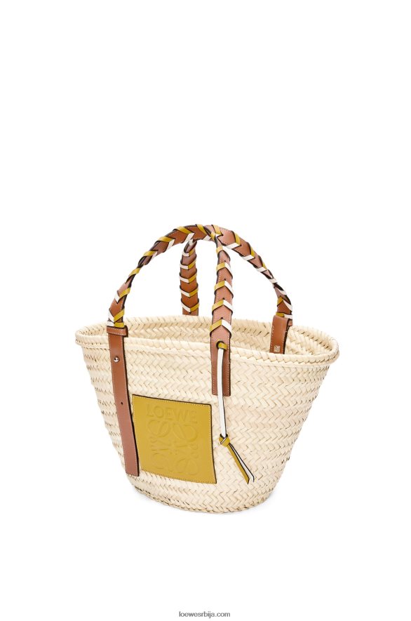 Loewe Жене торба корпе од палминог листа са плетеном дршком од телеће коже окер/тан HJTY6