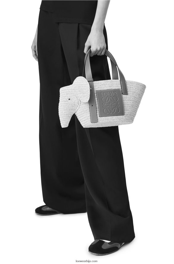 Loewe Жене мала торба за слонове од рафије и телеће коже природан/тан HJTY79