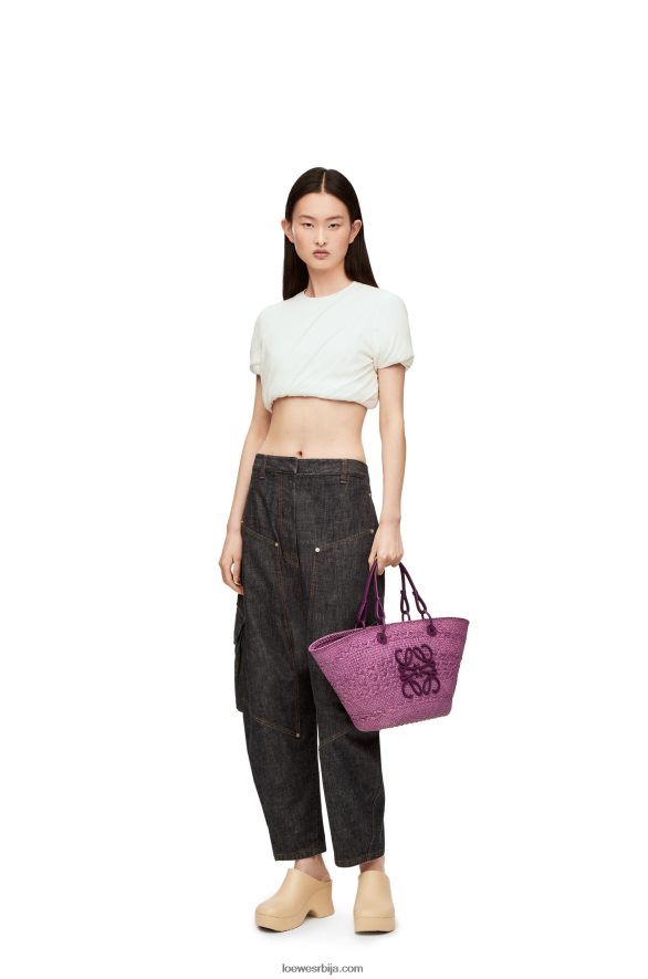 Loewe Жене анаграм корпа торба од ираца палме и телеће коже љубичаста HJTY83
