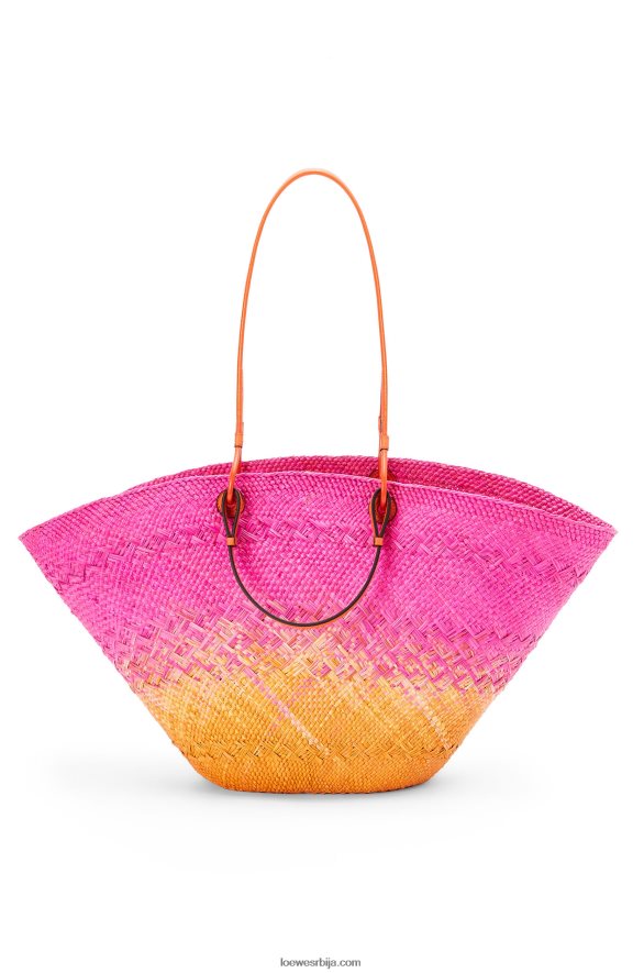 Loewe Жене велика анаграм корпа торба од ираца палме и телеће коже фуксија/наранџаста HJTY84