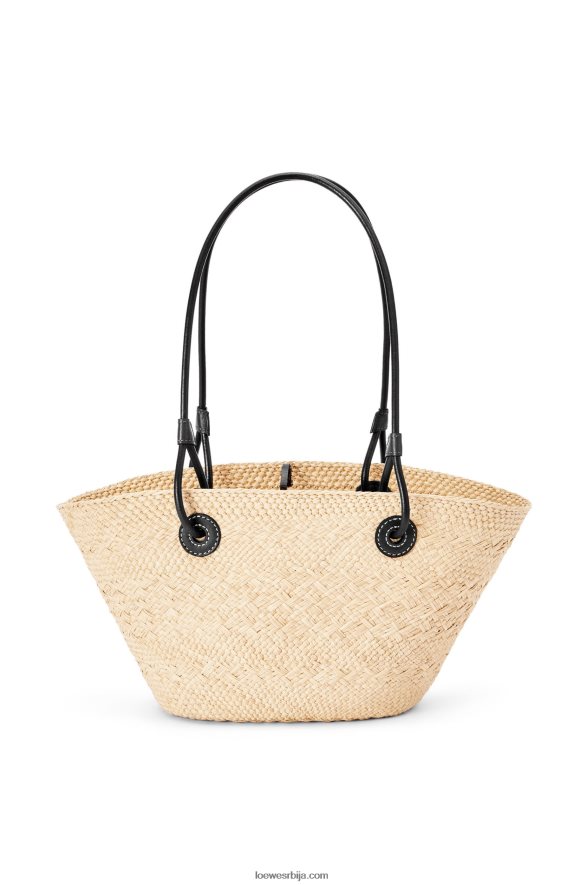 Loewe Жене мала анаграм торба за корпе од ираца палме и телеће коже природно/црно HJTY85
