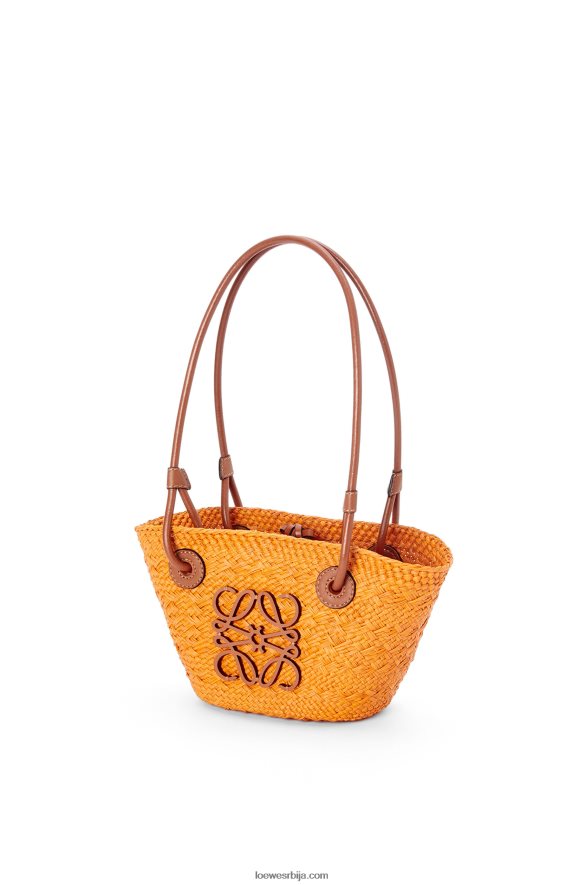 Loewe Жене мини анаграм корпа торба од ираца палме и телеће коже наранџаста/тан HJTY97