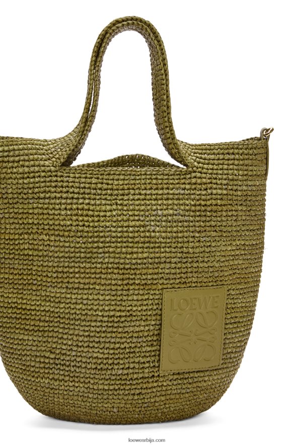 Loewe Жене мини торба са прорезима од рафије и телеће коже маслина HJTY9