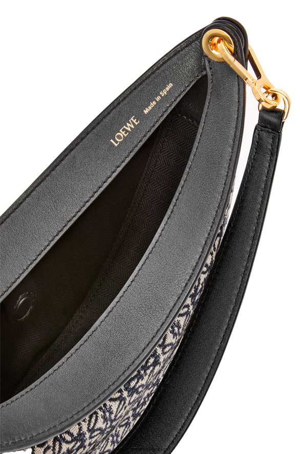 Loewe Жене мала луна торба од анаграм жакарда и класичне телеће коже морнарско/црна HJTY450
