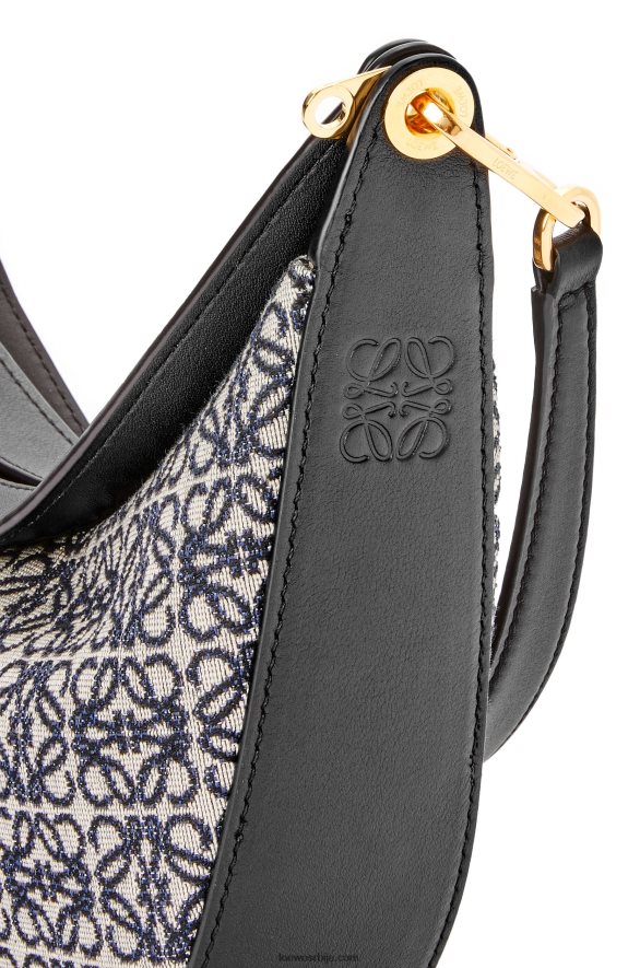 Loewe Жене мала луна торба од анаграм жакарда и класичне телеће коже морнарско/црна HJTY450