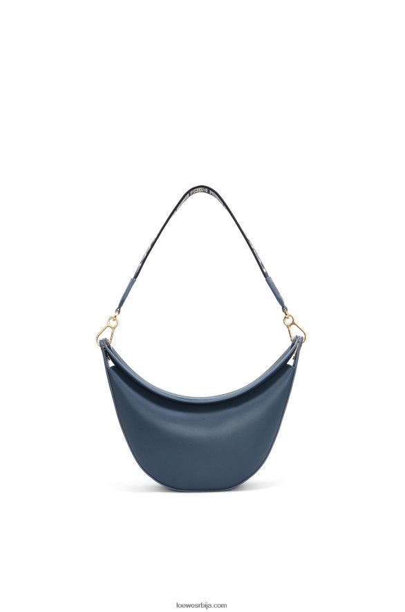 Loewe Жене мала луна торба од сатенске телеће коже и жакарда оникс плави HJTY482