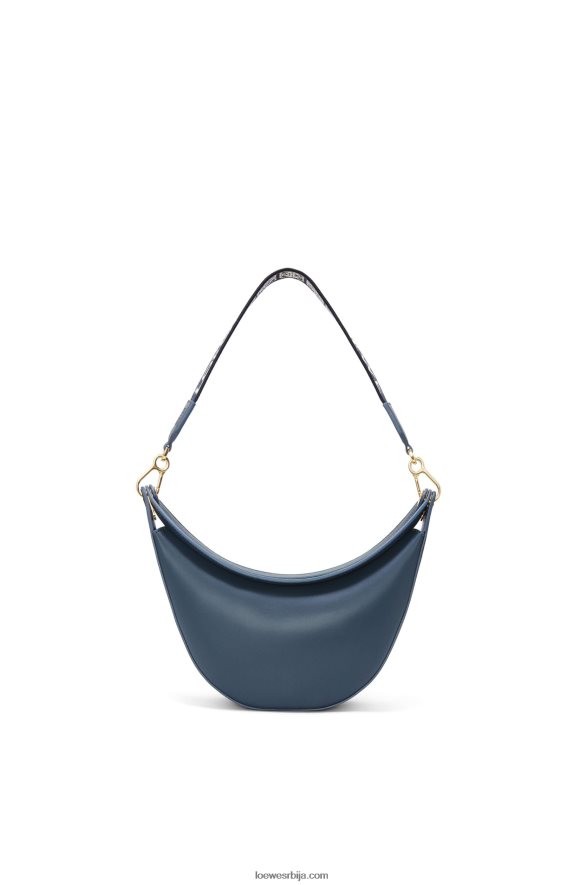 Loewe Жене мала луна торба од сатенске телеће коже и жакарда оникс плави HJTY482